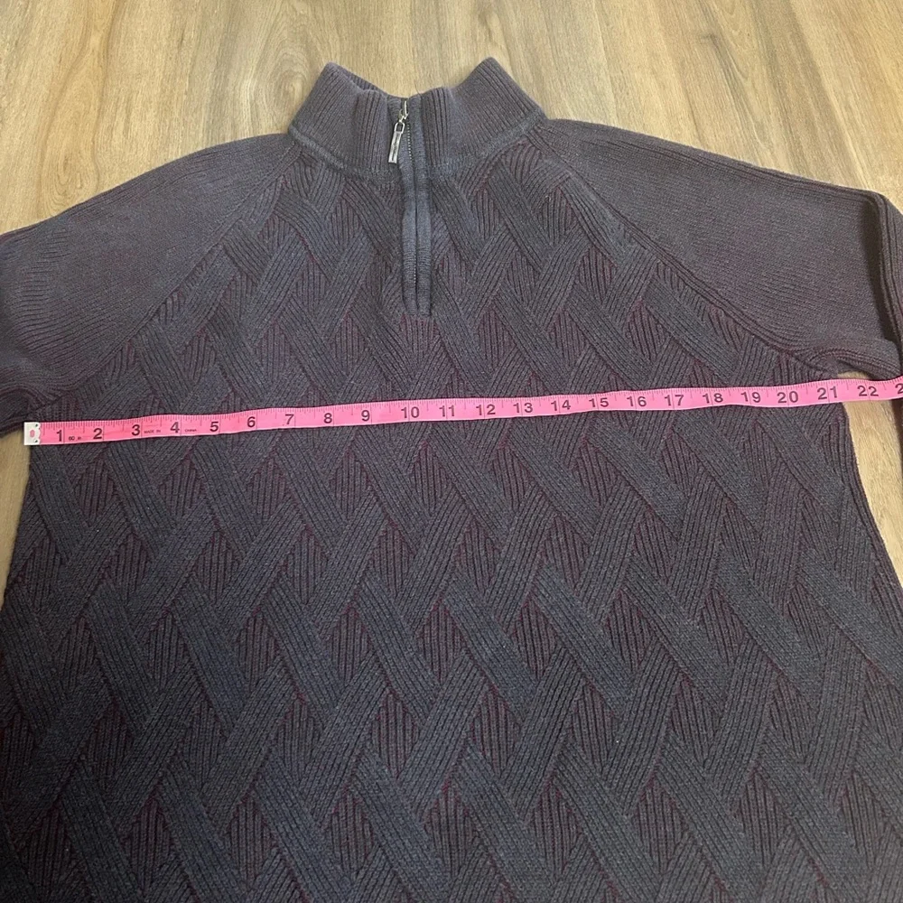 Tommy Bahama Dark Gray n Burgundy Quarter Zip-Up Men Sweater Size Large - Picture 3 of 11